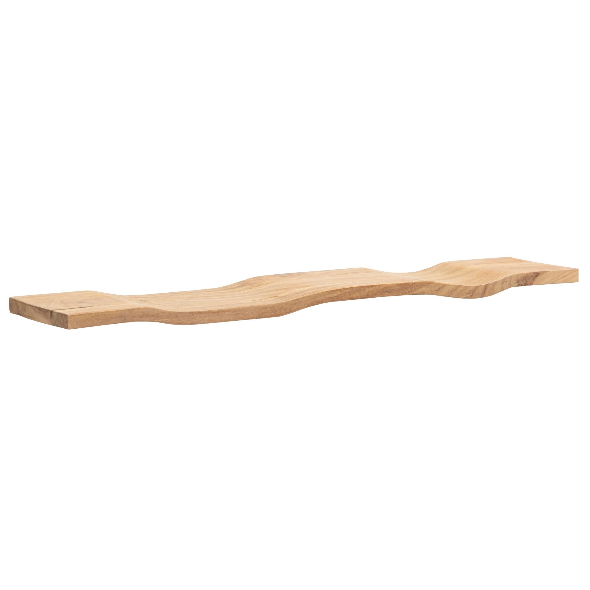 FineBuy Möbel zum Wohlfühlen Wandregal Akazie Massivholz 100cm in moderner Wellenform