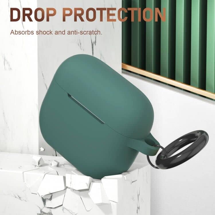 Miniatura 5 de Funda protectora de silicona con llavero, compatible con AirPods de 3 generación (2021), LED frontal visible (verde pino)
