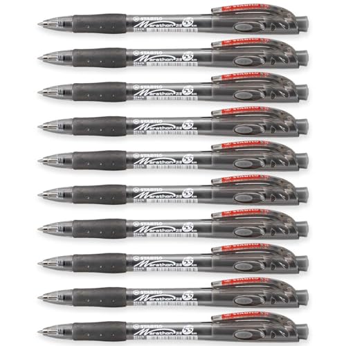 STABILO marathon - Retractable Ballpoint Pen - Fine - Pack of 10 - Black