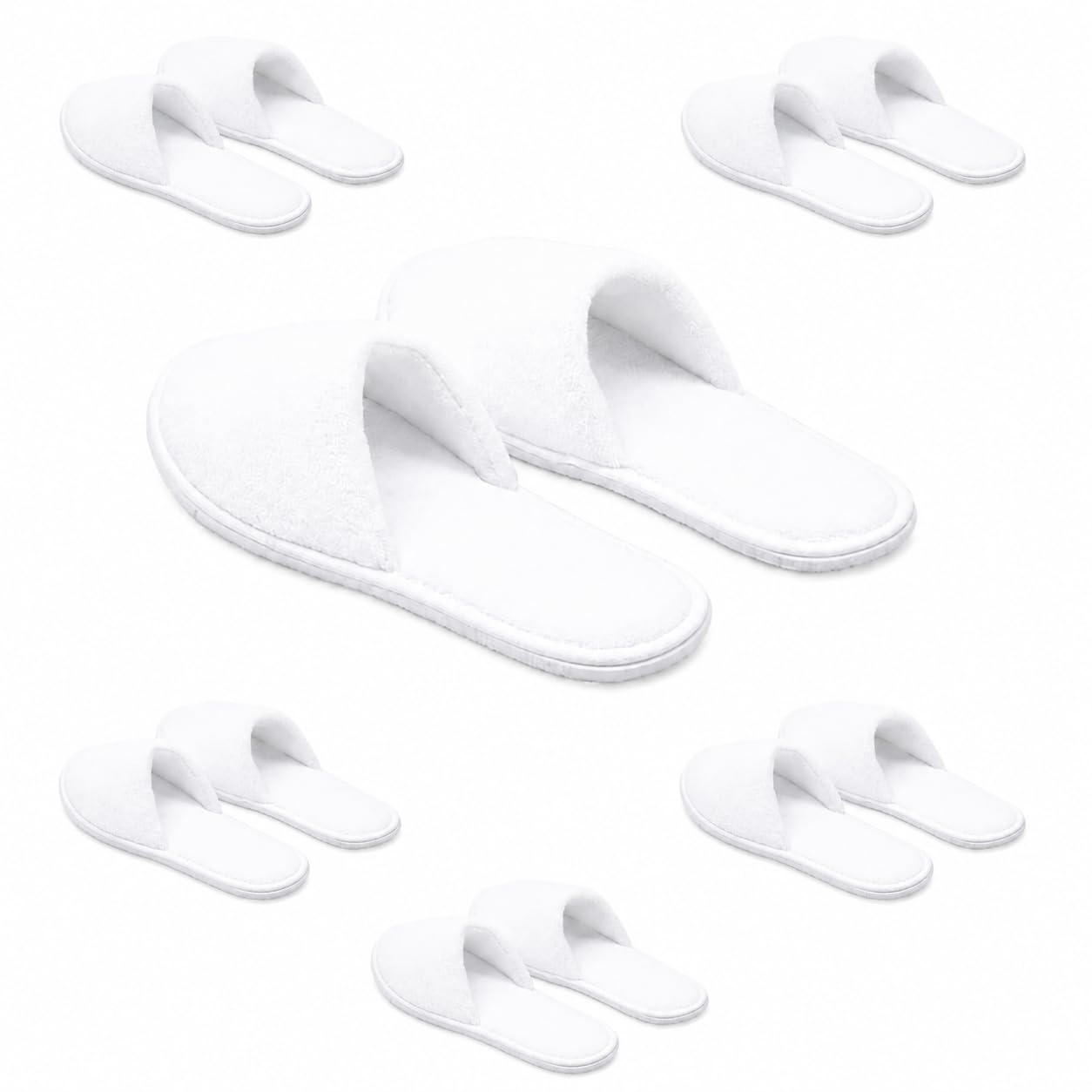MAJI SIMPLY JOYOUS Spa Slippers, Disposable Slippers for Guests Bulk of 6 Pairs - Non-Slip Closed-Toe Premium White Spa Slippers Bulk with Travel Bags - Coral Fleece Hotel Slippers for Women and Men-image-25