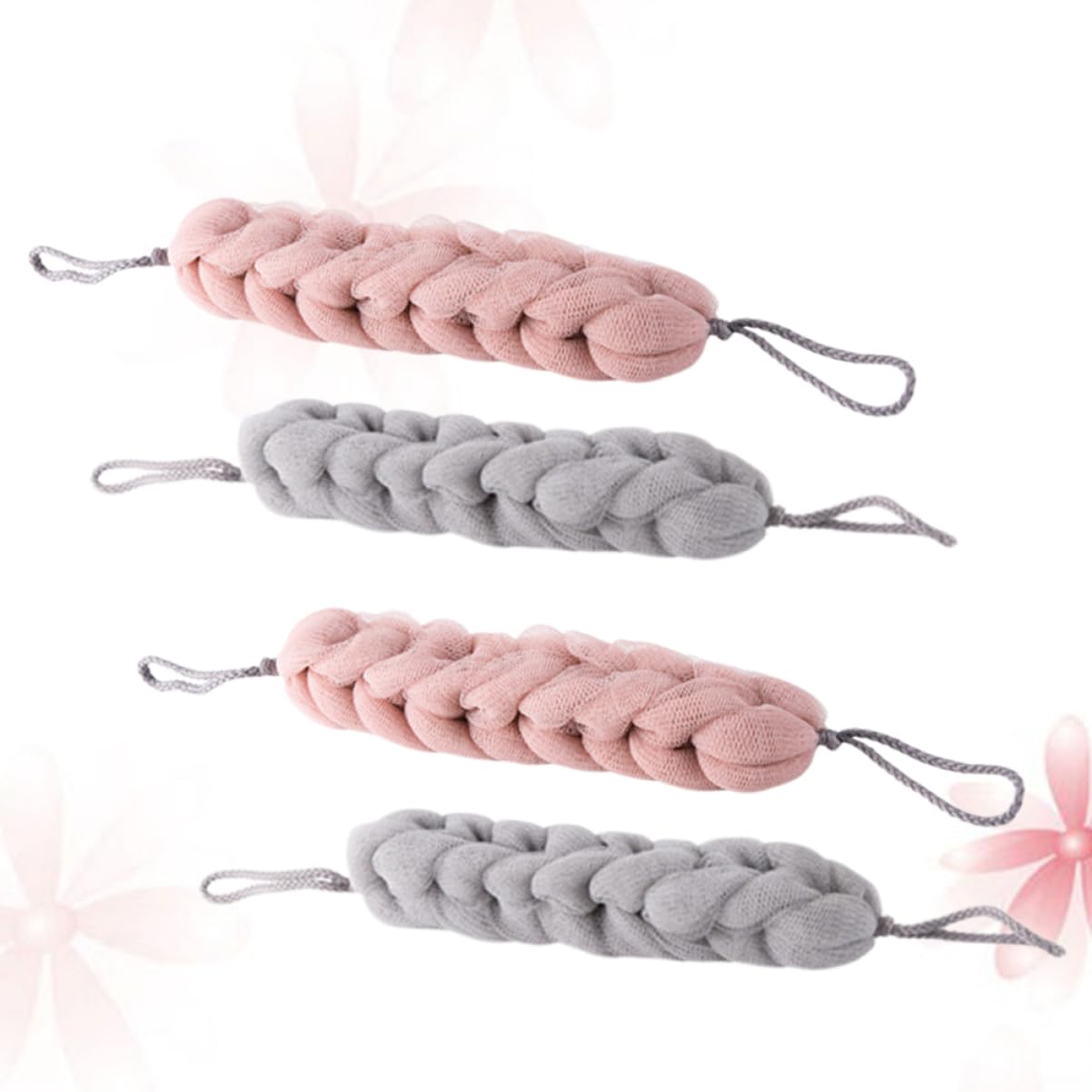 PartyKindom 4Pcs Creative Bath Sponge Exfoliating Body Scrubber for Shower and Bathing Grey Pink Gentle Cleansing Wash Towel for Experience