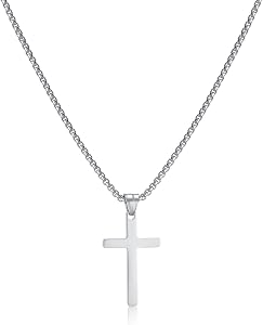 Oro/Plata/Negro Colgantes Cruz Hombre Cadenas Cruz Acero Inoxidable Collar Cruz Regalo para Hombre y Mujer 45/50/55/60cm