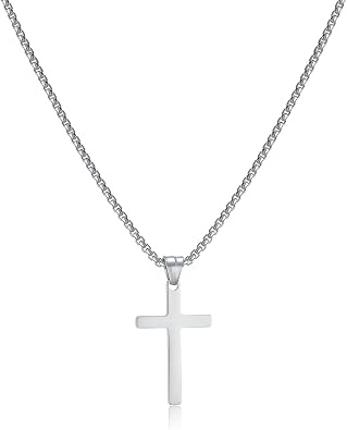 Men's Cross Necklace, Gold/Silver/Black Chain with Cross Pendant, Christianity Jewellery, Stainless Steel