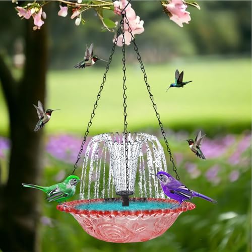Fuente de aves de baño solar colgante para decoración de jardín 3