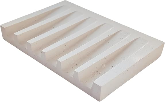 Natural Beige Marble Soap Dish for Bathroom Shower Sink,Stone Soap Holder with Self Draining Beige