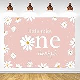 Lofaris Retro Daisy First Birthday Backdrop for Girls Birthday Decorations Background Little Miss Onederful Boho Daisy Pink Flower Birthday Supplies Groovy 1st Birthday Cake Table Banner 6x4ft