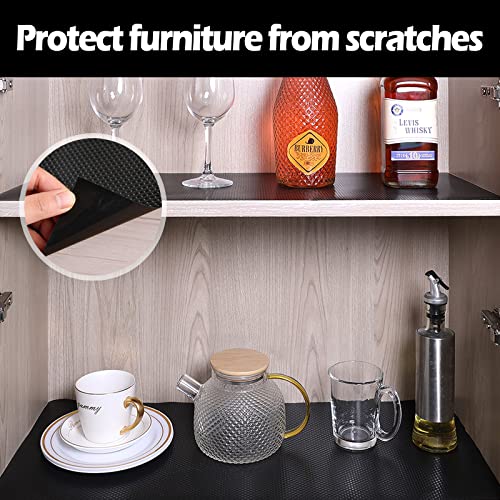 Pantry Shelf Liners For Wire Shelving - Thick Shelf Liner Roll 14 Inch X 15 Feet, Eva Waterproof Janeart Kitchen Liner, Non-Adhesive Cabinet Liner, Easy To Trim Durable Drawer Liner (Black) #TOP5