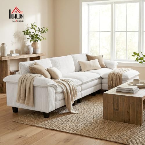 Image of HOMCOM Modular Sectional Sofa Couch, 124 inch Oversized Cloud Couch, Beige