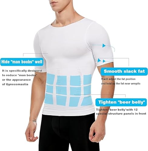 PHCOMRICH Camiseta masculina de compressão, regata emagrecedora, colete de treino, abdômen, slim mod