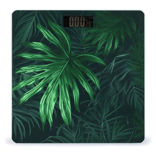 Báscula digital de baño con diseño planta tropical verde miniatura 1