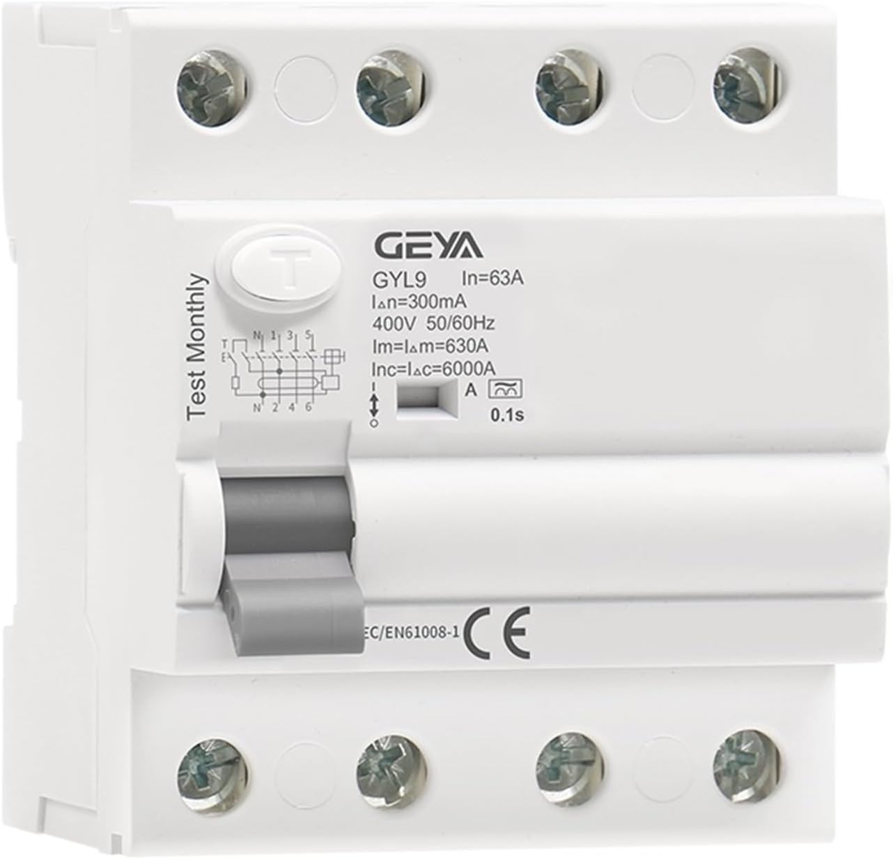 Type A RCD Residual Current Circuit Breaker ELCB 3P+N 40A 63A RCD ELCB Detect Pulsating DC Residual Current(4P 40A,30mA)