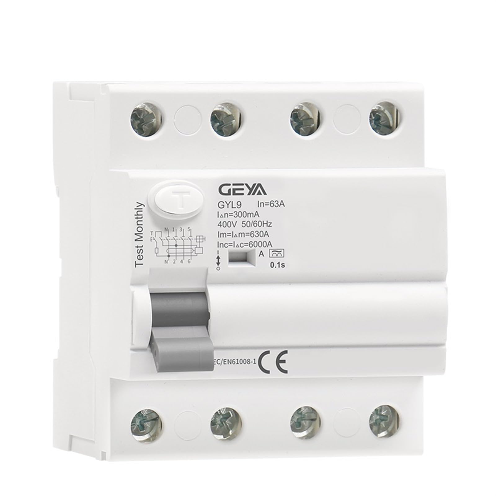 Type A RCD Residual Current Circuit Breaker ELCB 3P+N 40A 63A RCD ELCB Detect Pulsating DC Residual Current(4P 40A,30mA)