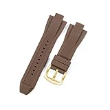 WHARGTSL Cinturini for orologi Fit For interfaccia convessa da 13 mm, neri e arancioni, adatti for Michael Kors MK8184, 8152, 9020, 8730, 8761, in silicone, accessori di ricambio(Brown-Gold-K2)