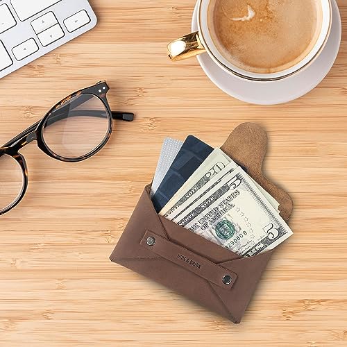Hide & Drink, Snapless Business Card Holder for Men and Women, Vintage Wallet, Sturdy Pouch, Money Organizer, Full Grain Leather, Handmade, Single Malt Mahogany4
