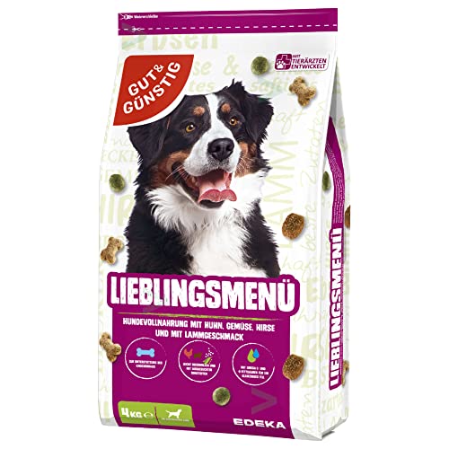 Gut&Günstig Hundefutter Lieblingsmenü Lamm-Reis-Gemüse (4kg Sack) + usy Block