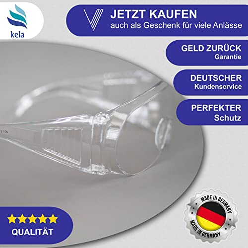 kela 1er Pack Schutzbrille P1S1 I 100% Made in Germany | splitterfreie Arbeitsschutzbrille mit Anti Fog- und UV-Beschichtung I leicht und transparent I Überbrille für Brillenträger Sportbrille