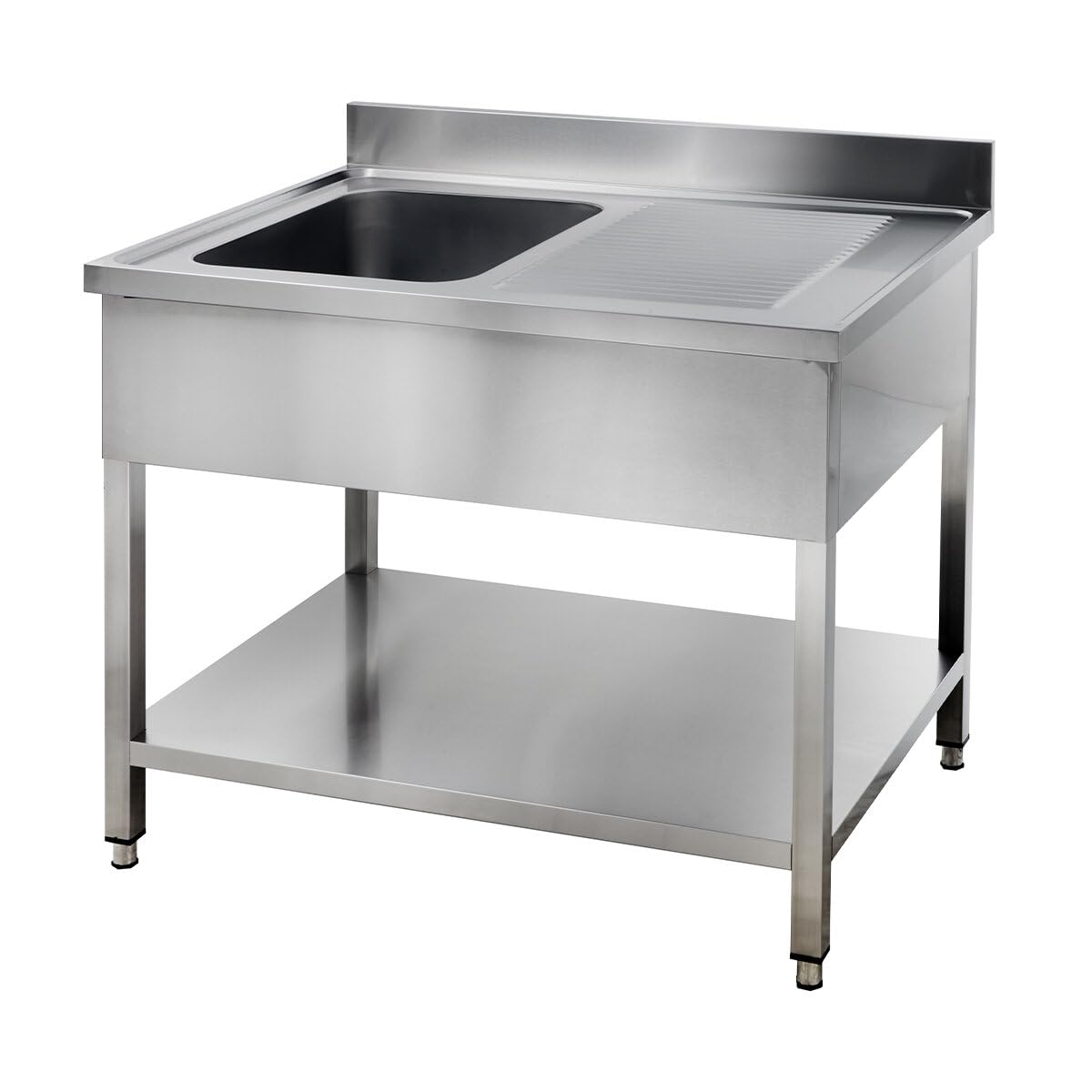 GastroHero Lavello da bagno 120 x 60 cm, in acciaio inox, con lavello sinistro, in acciaio inox, per cucina