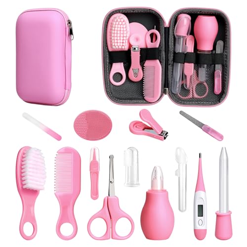Baby Healthcare and Grooming Kit, 14 in 1 Baby Safety Set Newborn Nursery Health Care Set with Hair Brush Scale Nail Clippers for Baby Girls Boys (14...