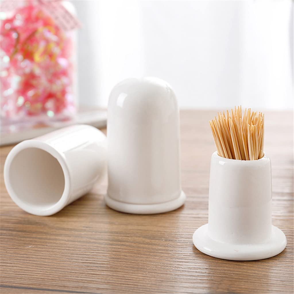 Hueso Blanco Puro, Soporte para Palillos de Dientes de Porcelana, Caja de cerámica para Palillos de Dientes, Caja de Palillos de Enema, decoración de Escritorio (B como se Muestra)