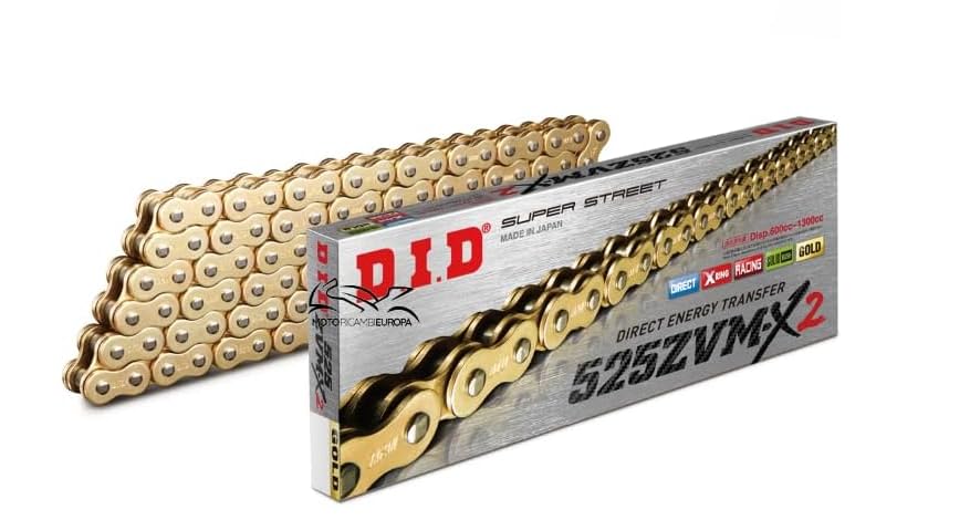 Chaîne DID X-Ring 525ZVM-X2/124 MAGLIE - Serrure à rivet ZJ or (5/8 x 5/16 x 10,16)