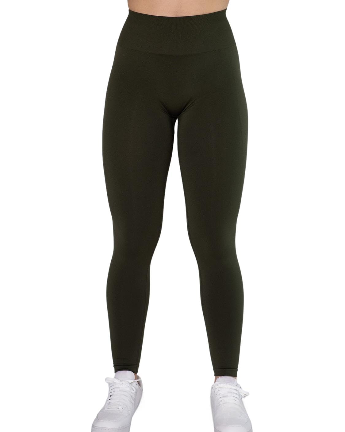 AUROLA Leggings da allenamento da donna senza cuciture, collant elasticizzati, controllo della pancia, palestra, fitness, ragazza, sport, pantaloni attivi da yoga, Cipresso, S