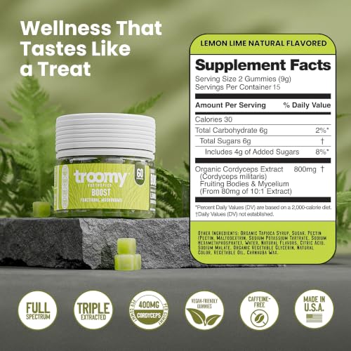 Image of Troomy Reishi Mushroom Gummies with Ashwagandha - Berry Acai, 60 Count