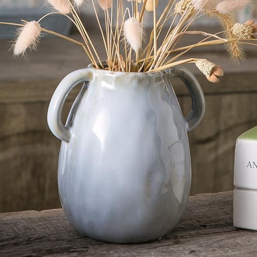 Amazon.com: Kimdio Ceramic Vase with 2 Handles, Modern Farmhouse Vase ...