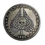 Copy 1921 U.S Hobo Coin - Skull Sword Skeleton Ace Spade Spades Cards Gambling Silver Plated Replica Commemorative - Coin Collection Commemorative Coin
