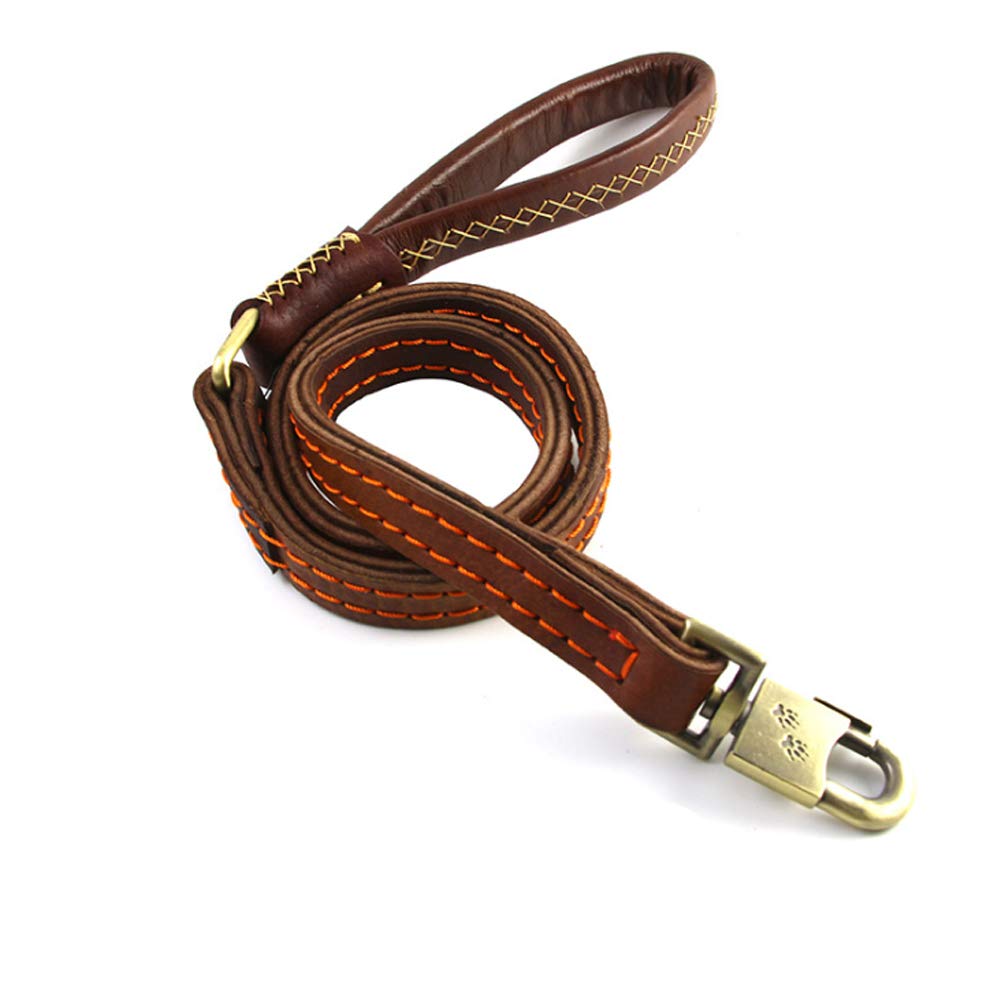 Correa de cuero para perros Cuerda de tracción para perros de doble capa ensanchada y engrosada Cadena de perro Golden Retriever Correa para mascotas Suministros para perros Marrón-brown-2.5cm*1.2m