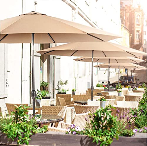 Qdy -2.7M Tilting Garden Parasol Umbrella, Outdoor Sun Shade With Crank, Uv Protective Waterproof Patio Umbrella For Balcony Courtyard Lawn,3 Khaki #TOP5