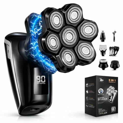 Maraiss Head Shavers for Blad Men, 7D Floating Blades Electric Head Shaver, IPX7 Waterproof Wet Dry Bald Head Shaver, Magnetic Detachable Rechargable Head Shavers, Gifts for Man Male Father Husband