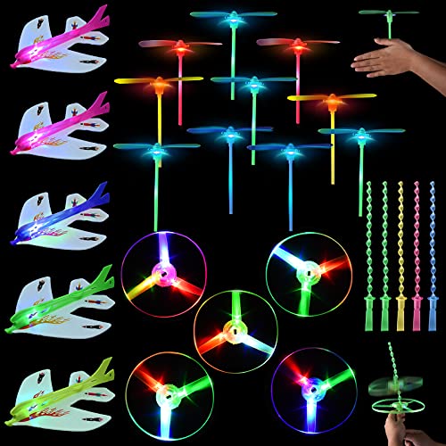 Ulikey Fliegen Spielzeug, 20 Stücke Leuchtspielzeug, Licht Bambus Libellen, Leuchtende Flugzeuge, LED's Flugkreisel, Led Leuchtspielzeug Mitgebsel Kindergeburtstag Gastgeschenke für Weihnachten Cover