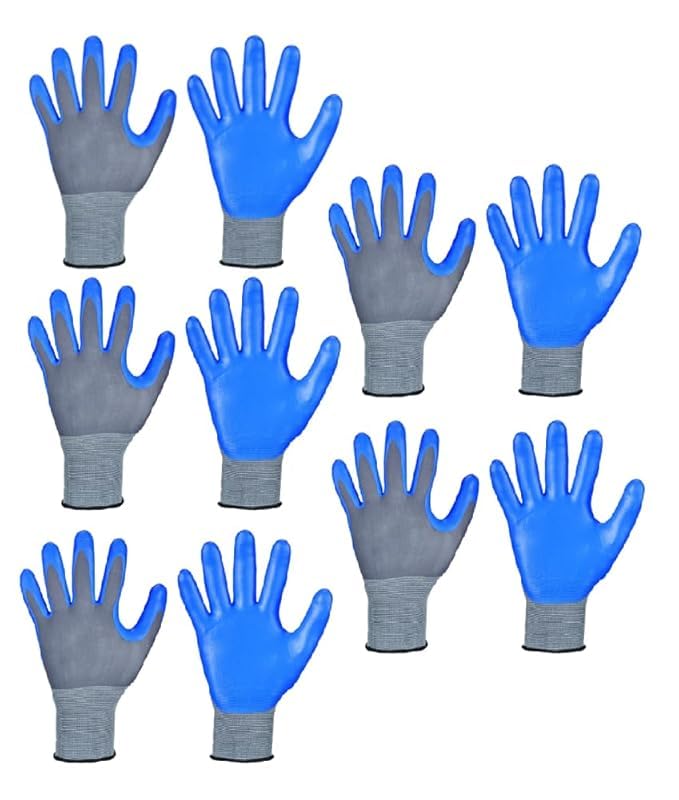 Image of Multipurpose Nylon Anti Cut PU Nitrile Coating Work Safety Gloves Black-Grey Pair 20