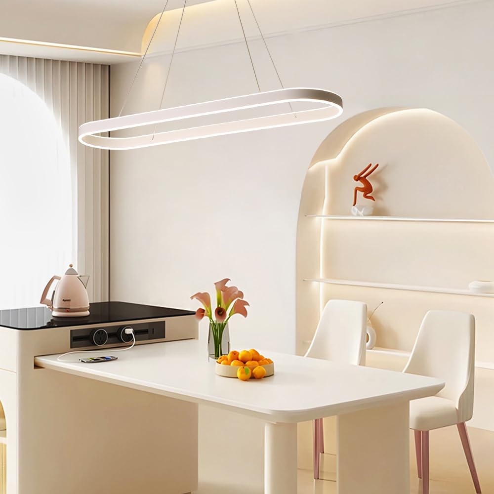 Lampadario lineare a LED, lampadario Quadrato Moderno a Sospensione, Striscia Luminosa Lunga per soffitto, Ideale per Tavolo da Pranzo, Ufficio, Ristorante e Isola Cucina.