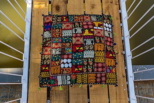 The Art Box Cotton Patchwork Vintage Boho Embroidered Floor Pillows & Cushion Cover Dog Pouf Seating Pouf Meditation Pillow Pet Bedding Cat Bed Boho Home Décor (35X35 Inches, Cover Only) #TOP1