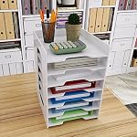 Natwind 7-Tier Office Paper File Organizer,White Stackable Trays For Desk | Desktop Storage For Office Supplies,Paper Sorter,Letter Tray For Home,Office,Classroom Document Holder