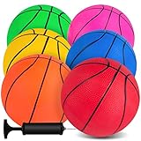 3 otters 7.5 Inch Mini Toy Basketball, 6PCS Colorful Toy Basketball Mini Rubber Ball for Toddlers, Teenager Christmas Party Favors Stocking Stuffer Gifts, with Pump