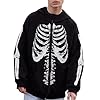 Mens Hoodies Zip Up,Men'S Hoodies,Men'S Zipper Skeleton Long Sleeve Hooded Y2K Pullover Jackets Gothic Zip Up Sweatshirt Hoodie For Women Gifts Black #3
