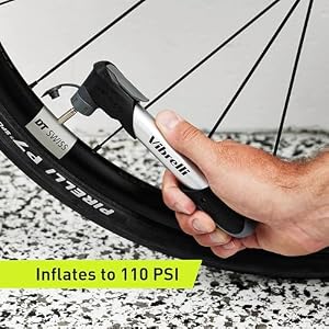 Vibrelli Mini Bike Pump - Presta & Schrader Bicycle Pump - 120 PSI Tire Pump for Road & MTB - No Valve Changing Needed — photo 6 of 6