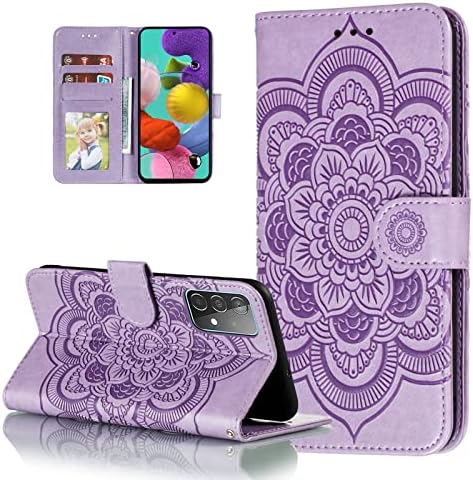 EYZUTAK Case for Samsung Galaxy S10 Plus, Premium Flip Wallet Phone Case PU Leather Mandala Embossed Design Shockproof Cover with Kickstand Card Holder Protective Case - Purple