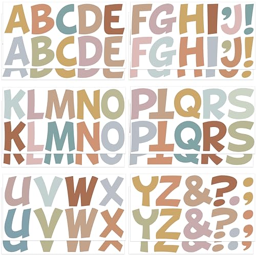 Bulletin Board Letters 132 Pcs 12 Sheets Large Letter Stickers Vinyl Self-Adhesive Alphabet Stickers Uppercase A-Z Letters for Poster Board Mailbox Party Classroom Decor DIY Crafts (2.5 Inch Boho)