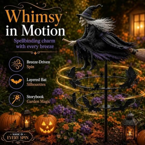 Molinillo de viento de metal para Halloween con estaca resistente intemperie 6