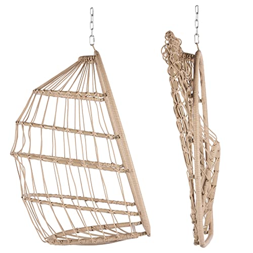 Outdoor Indoor Hanging Egg Swing Chair Without Stand,Folding Patio Rattan Basket Chair With Cushion And Pillow,Lounge Leisure Chair For Balcony,Hammock Chair Weight Capacity 280Lbs-Red #TOP4