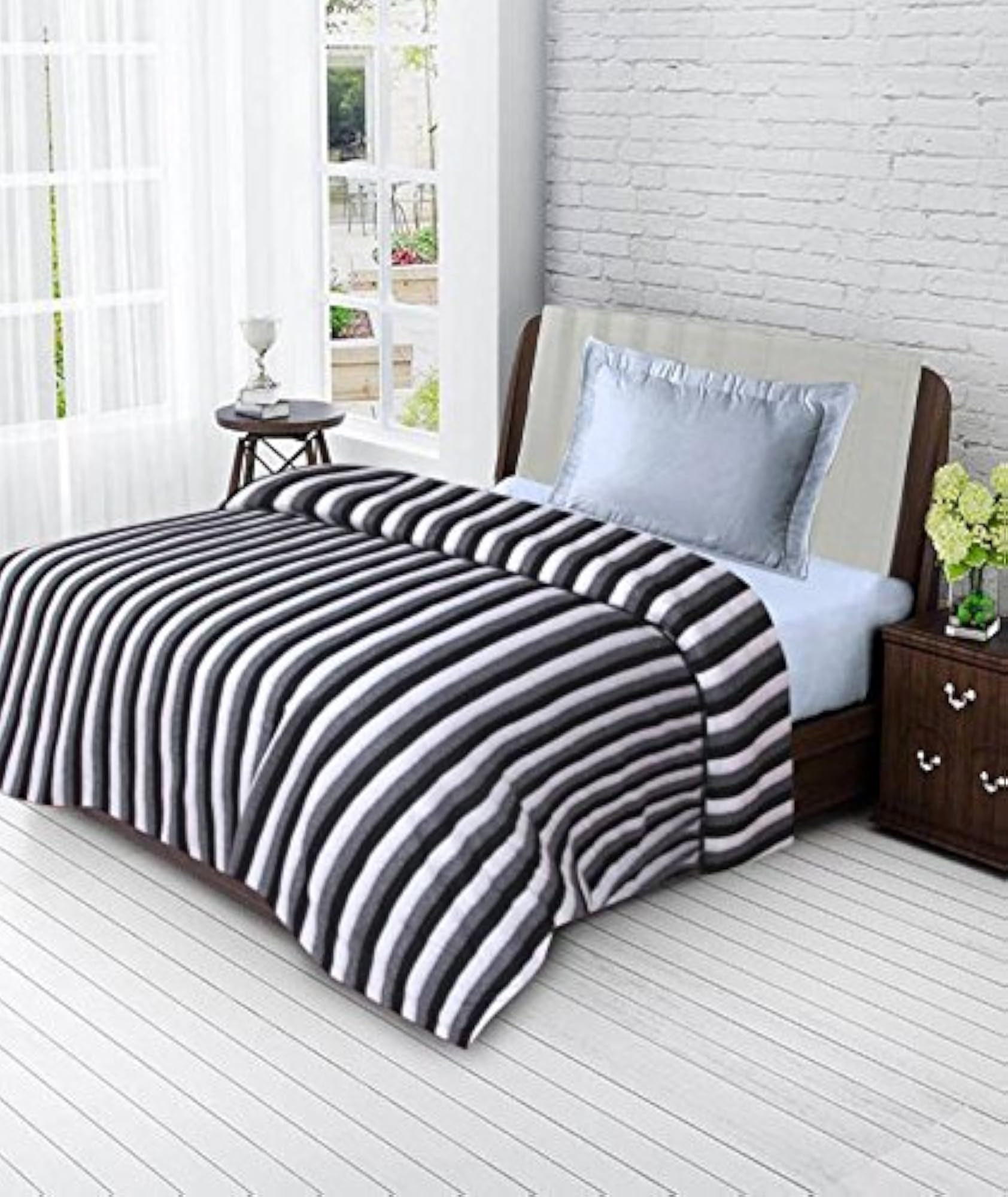 Checked and Striped Winter Fleece Blanket, Multicolor