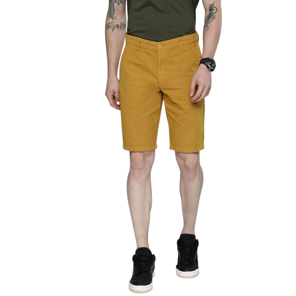 the indian garage co Men Slim Fit Solid Mid-Rise Chino Shorts-picture-26