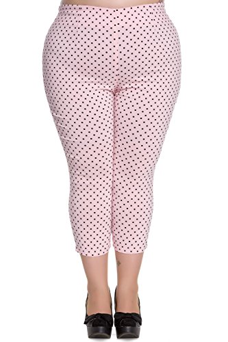 Pantaloni Capri 3/4 di Hell Bunny Rosa Kay a Pois
