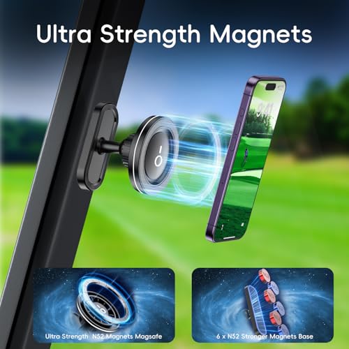 byBOMYA Support de téléphone magnétique en alliage pour chariot de golf MagSafe iPhone 16 Pro Max Plus 15 14 13 12 Mini, support magnétique puissant pour chariot de golf compatible avec EZGO/Club – vue 3