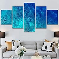 SIGNWIN 5 Panel Canvas Wall Art Beach Blue Coastal Cool Photography Relax/Calm for Home Decorations Ready to Hang - 60