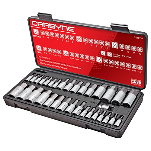 CARBYNE 33 Piece Master Hex Bit Socket Set, S2 Steel Bits | SAE & Metric