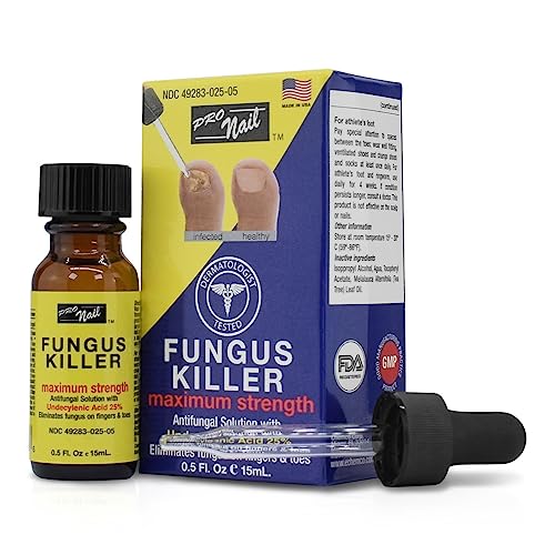 PRONAIL - Maximum Strength Fungus Killer Liquid - Antifungal Treatment with Undecylenic Acid, Vitamin E & Tea Tree - Treats Toe Nail Fungi, Athlete's Foot, Ringworm, and Jock Itch – 0.5 Oz/15ml